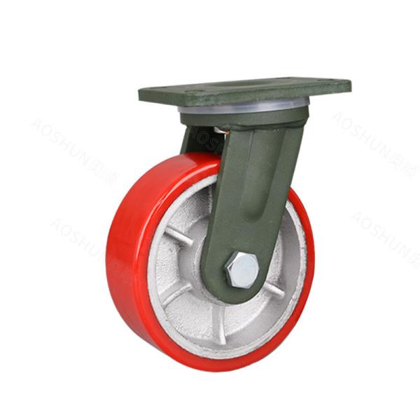 4/5/6/8inch Heavy Duty 1 Ton Red PU Wheel Iron Core Caster Wheel with Rotating Wheel