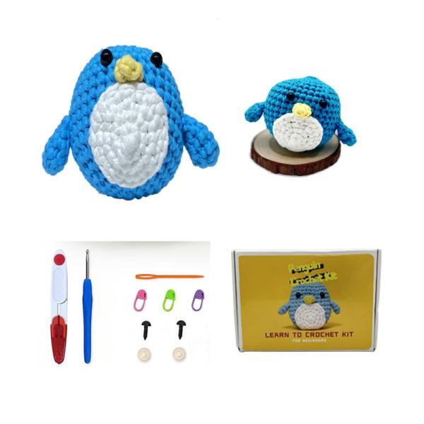 Pronto a estoque Sete Artesanato Pinguim Carinhosos DIY Kit de crochê Leite Algodão Para Iniciantes