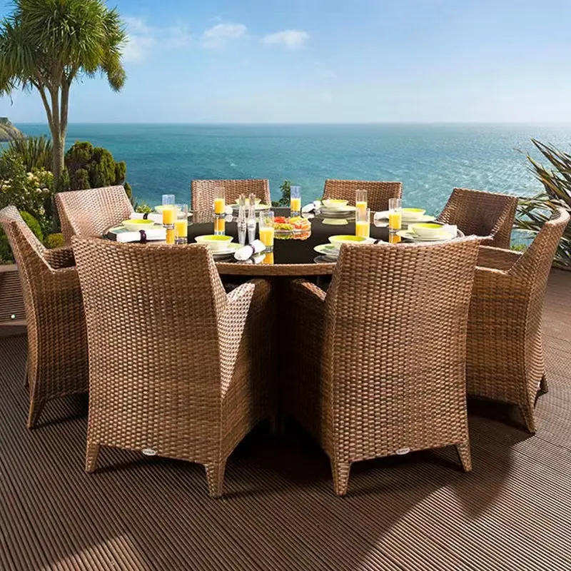 Hotel Rattan Lounge Set Oem Outdoor Lounge Dining Set For Courtyard