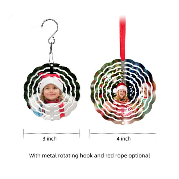 Aluminum Double Sided Printing 3 Inch Sublimation Wind Spinner Ornament Wind Chimes For Heat Press