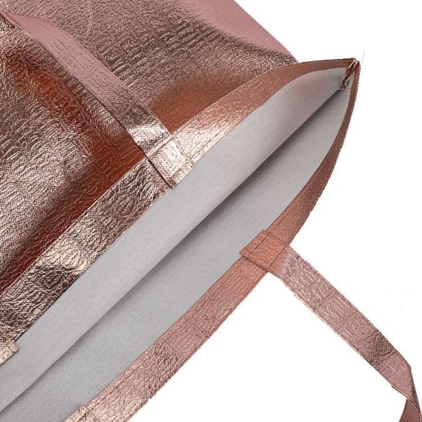 Portable Lamination Non-Woven Packaging Bag for Grocery and Rose Gold Eco PP Material