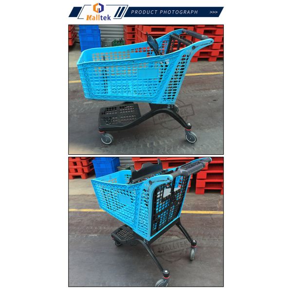 220L Pure Plastic Supermarket Shopping Trolley for Grocery