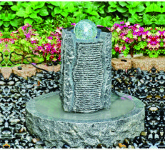 Artistic Cast Stone Garden Fountains Polished Surface With Three Crystal Glass Balls