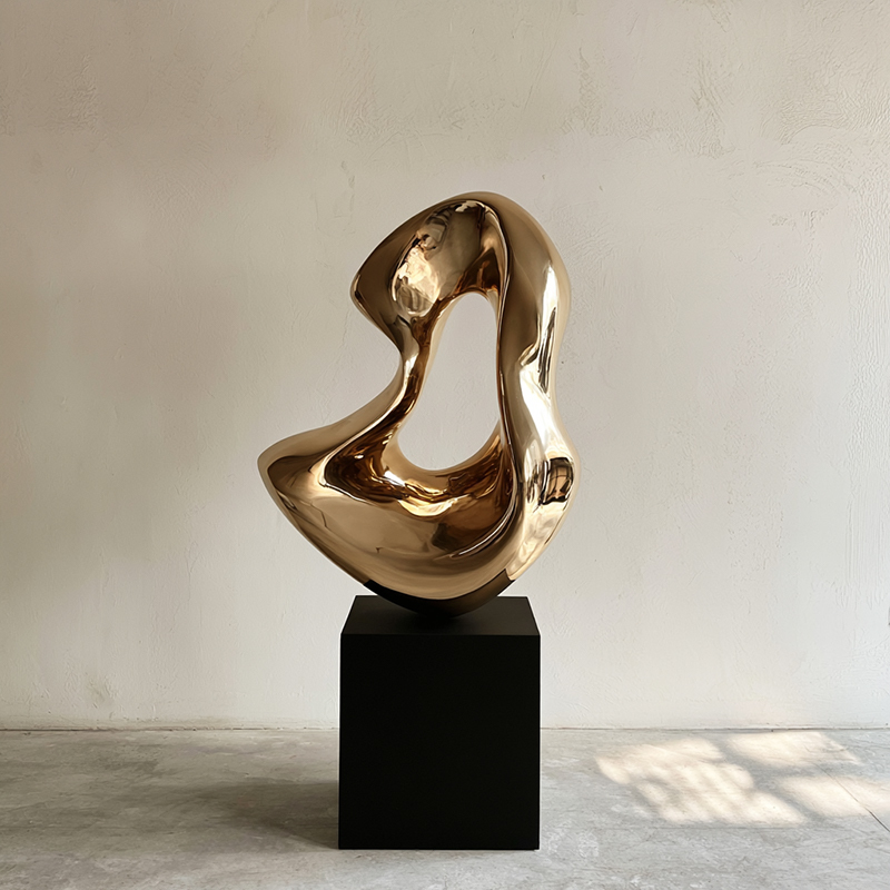 Minimalist Modern Abstract Gold Sculpture for Luxury Interior Decor