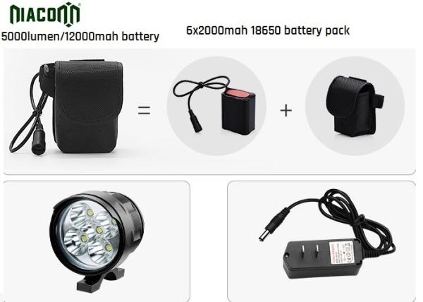12000mah Rechargeable Cycle Led Light , 50W Bike Front Led Light