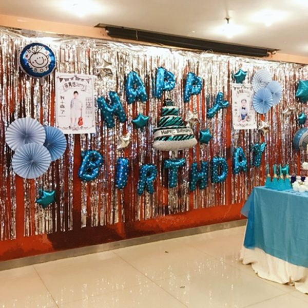 Macaron Color PET Foil Curtain Backdrop For Party Decoration At Living Room