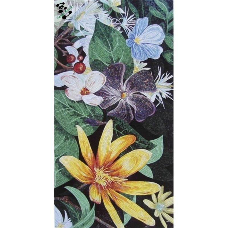 MB SMM08-B Glass Mosaic Art Wall Tile Handmade Tile Glass Painting Pictures Flower Mosaic Bedroom Mural