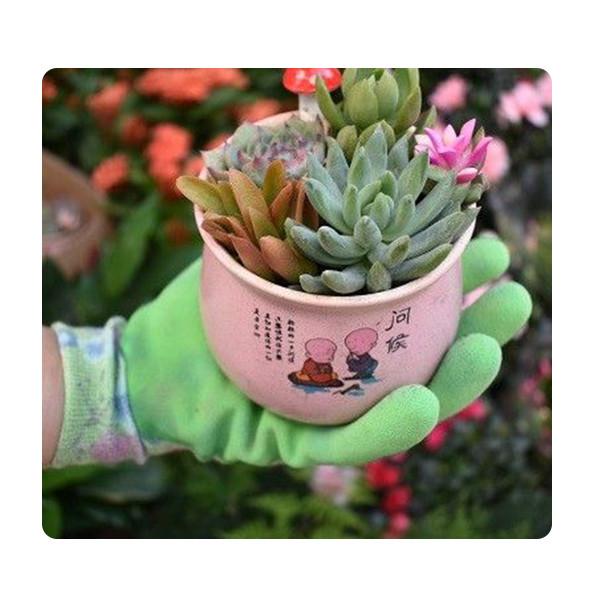Green Bamboo Fiber With Green Foam Latex Coated Women's Security Work Gloves