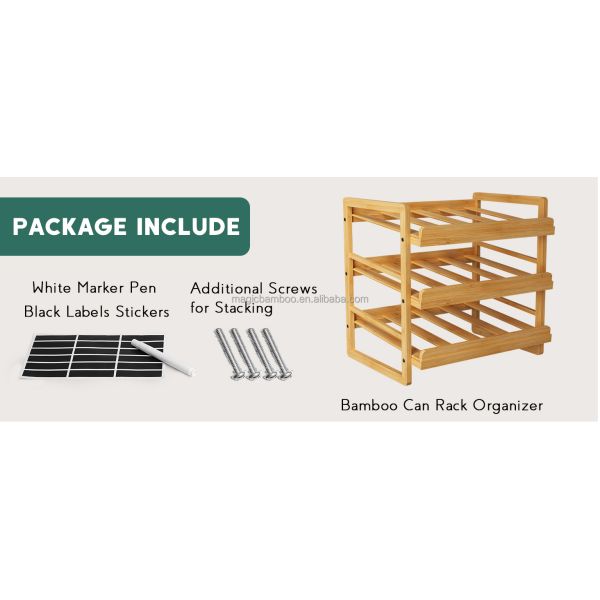 Пищевые продукты 3 уровень Складируемая бамбуковая банка держатель хранилища Организатор с устойчивой наклейкой на этикетке