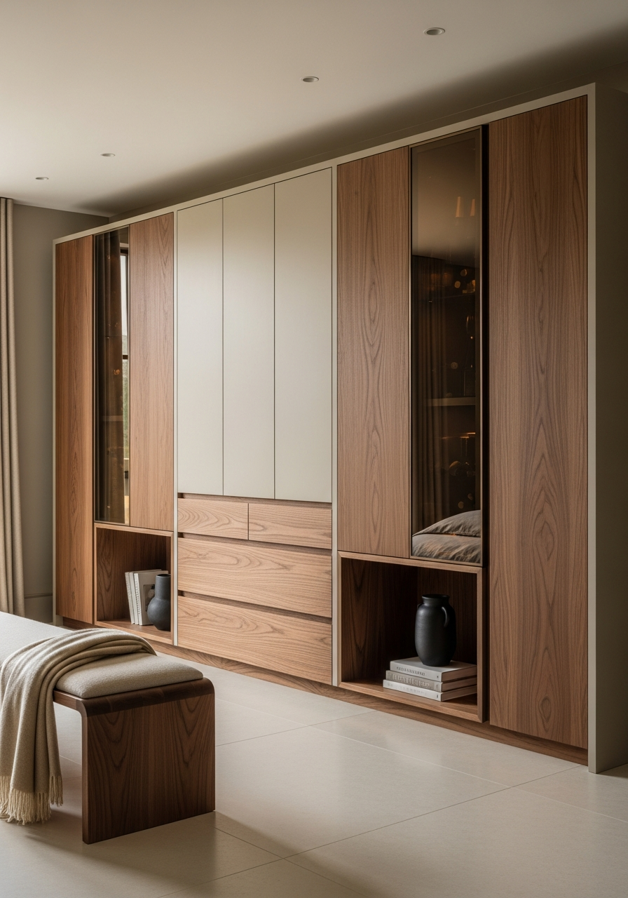 Hotel Walnut Wine Reserve & Climate Cabinet in 304 Stainless Steel
