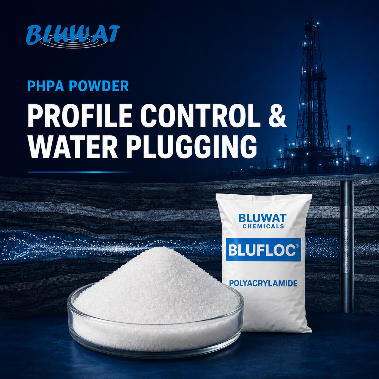 PHPA Powder for Oilfield Profile Control and Water Plugging