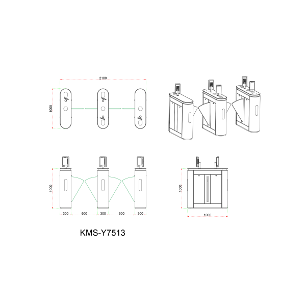 Facial Recognition Wing Gate Turnstile For Community Access With Anti-Tailgating And Pedestrian Counting