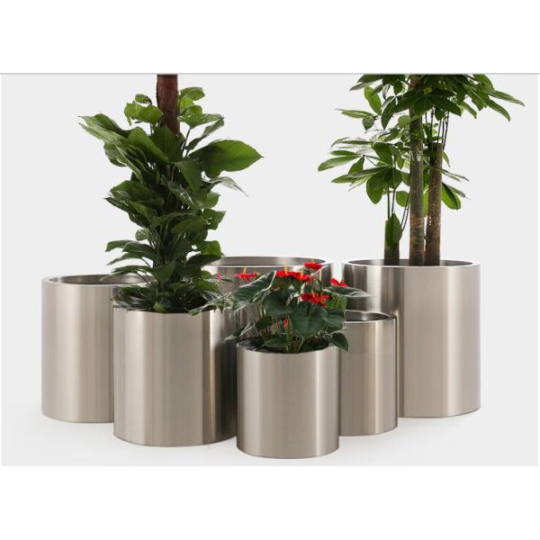 Подгонянные цветочные горшки круга нержавеющей стали размера декоративные отполированные