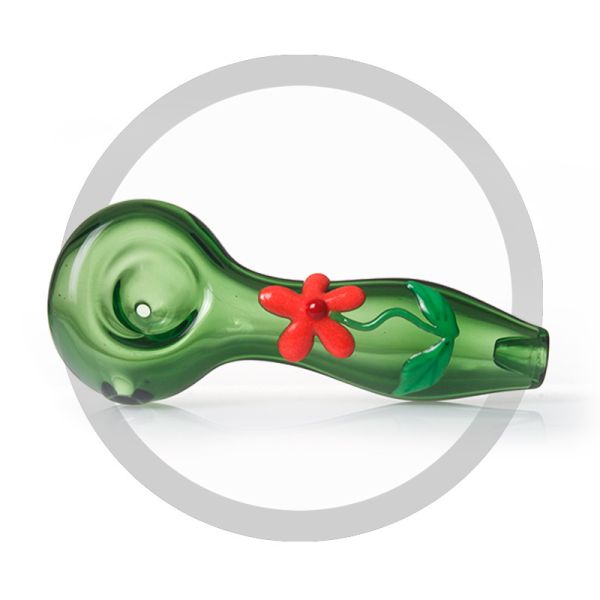 Hand Glass Smoking Pipe Pocket Tobacco Pipe With Red Flower On Glass Pipes