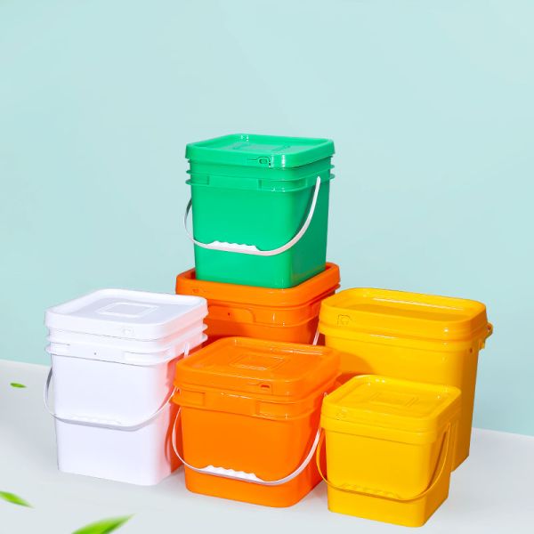 5L Square Food Grade High Density Polyethylene Bucket Organizer Custom Printed Plastic