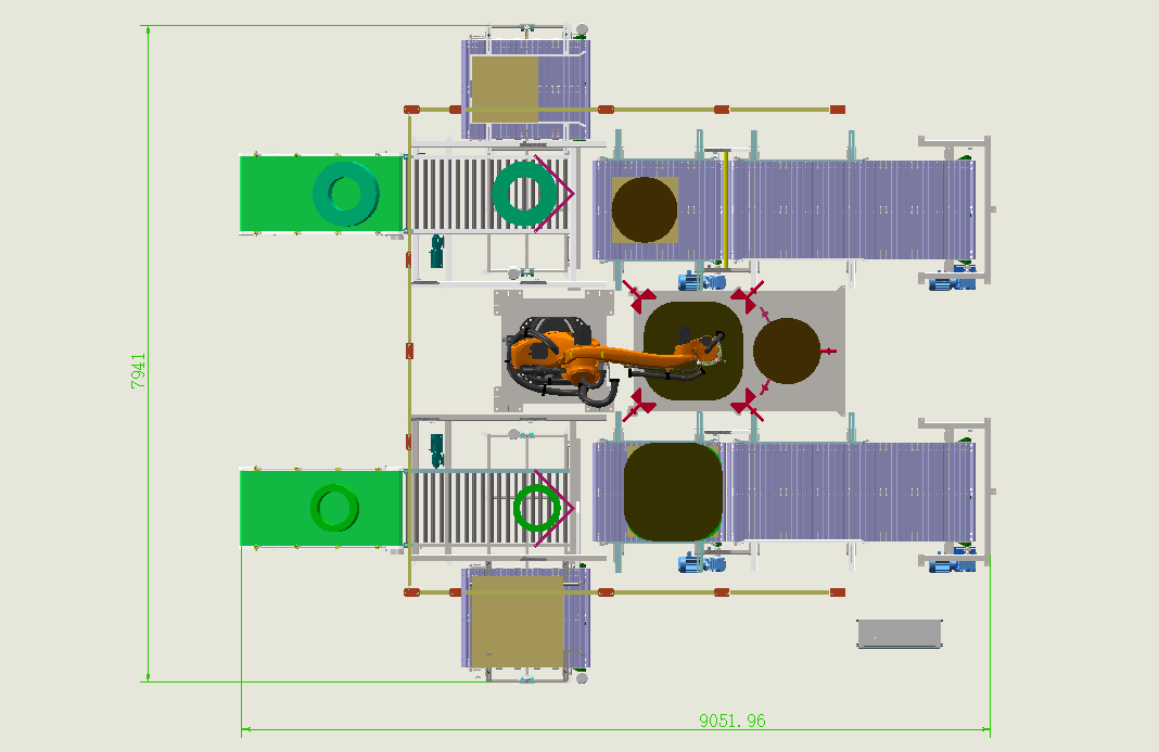 Double Line Automatic Palletizing System 220V Face To Face Industrial Palletizer