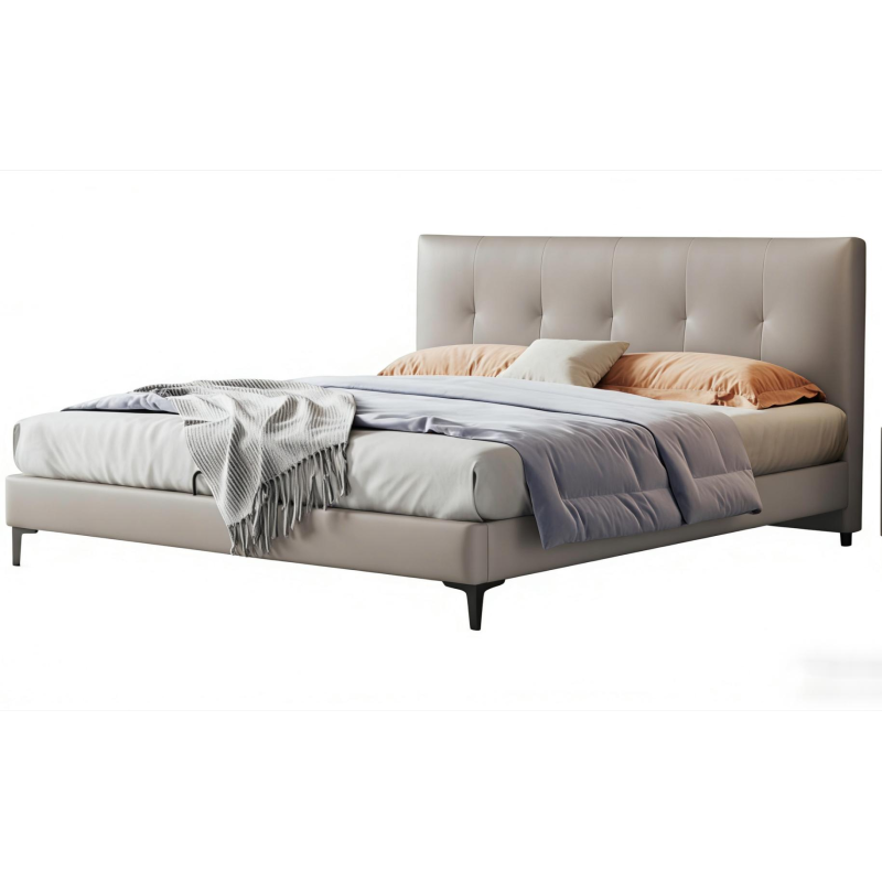 Classic Style Wood Leather Bed Frame for Bedroom