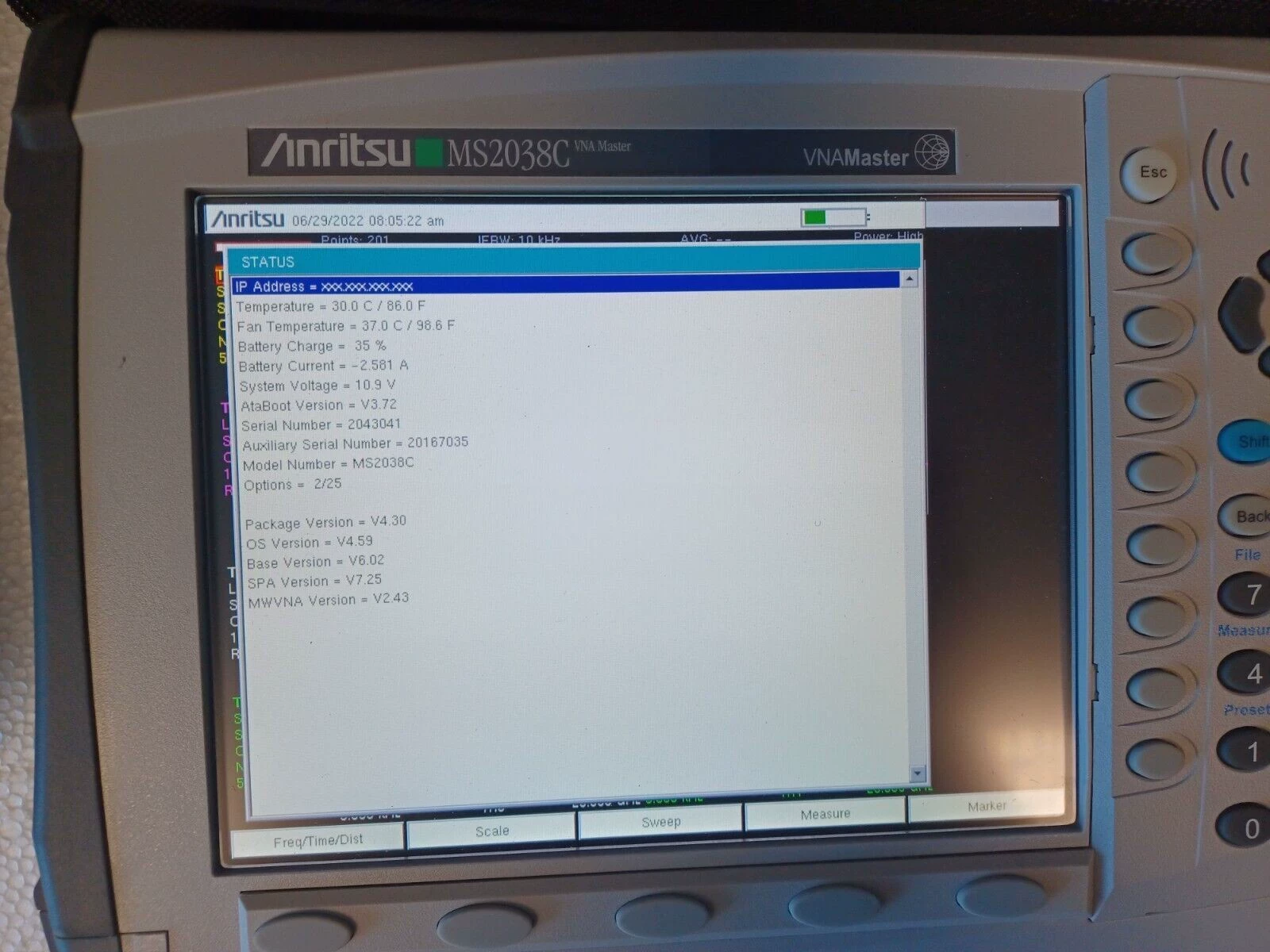 Anritsu MS2038C Handheld VNA & Spectrum Analyzer VNA 5 kHz–20 GHz