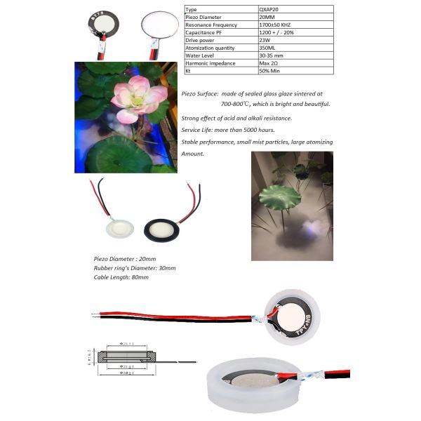 атомизатор ультразвуковой мембраны 2.4mhz 1.7mhz Piezo керамический для увлажнителя воздуха