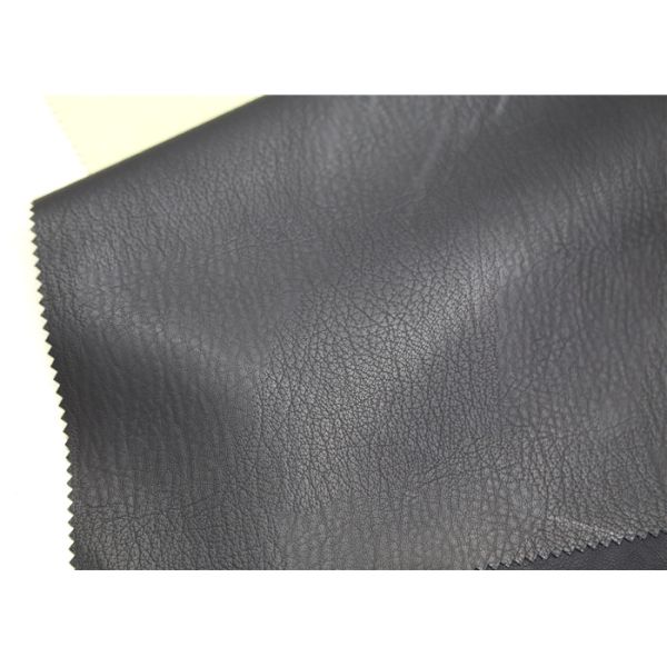 Black Embossed Faux Leather Fabric , Embossed Garment PU Synthetic Leather