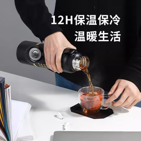 Tubules à double paroi en acier inoxydable Thermos Vacuum Drink Cup Warmer Mug Camping Eau Thé Bouteille de café avec couvercle