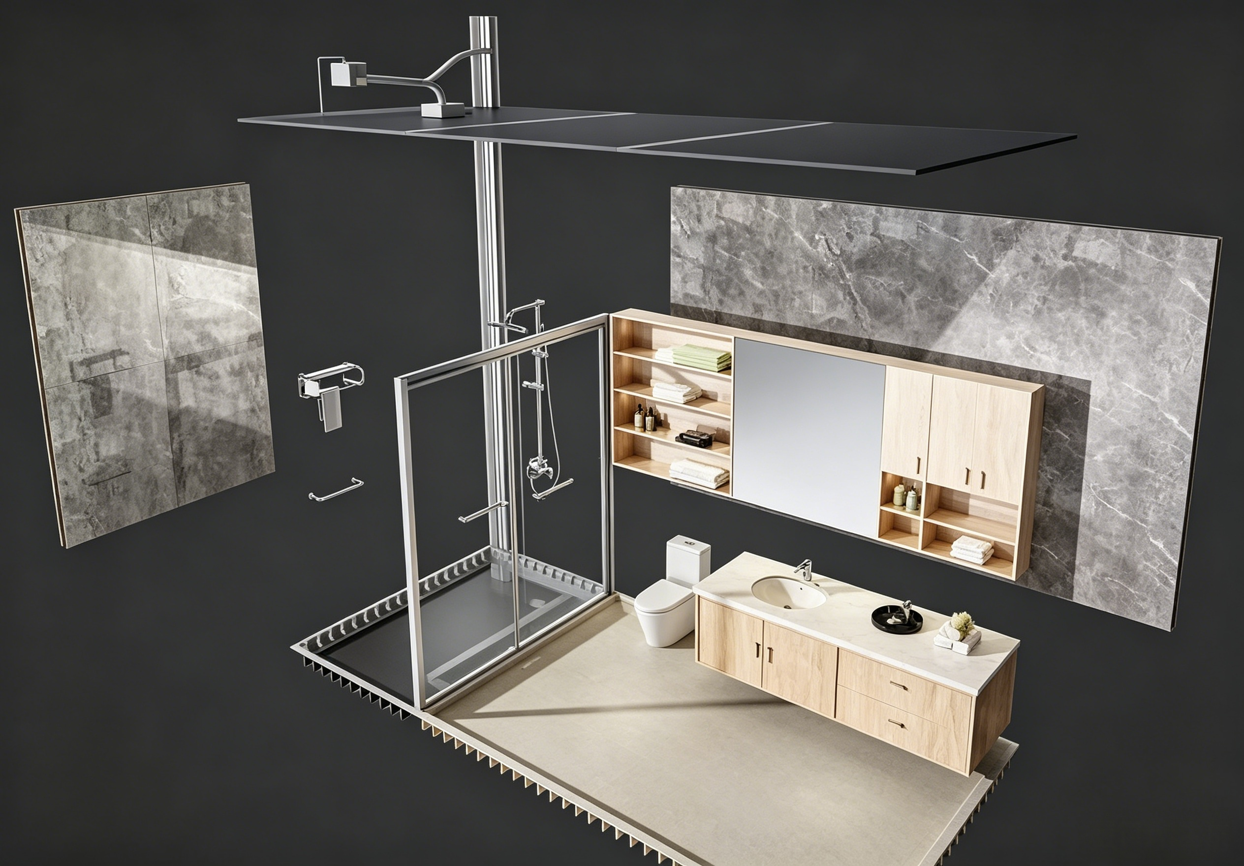 Anti Aging Prefab Bathroom Shower Heat Resistant Prefab Bathroom Kits Corrosion Resistant