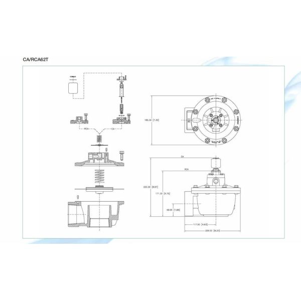 CA62T válvula de jato de pulso G2 1/2' GOYEN 62mm Corpo de alumínio 5-125 Psi Pressão