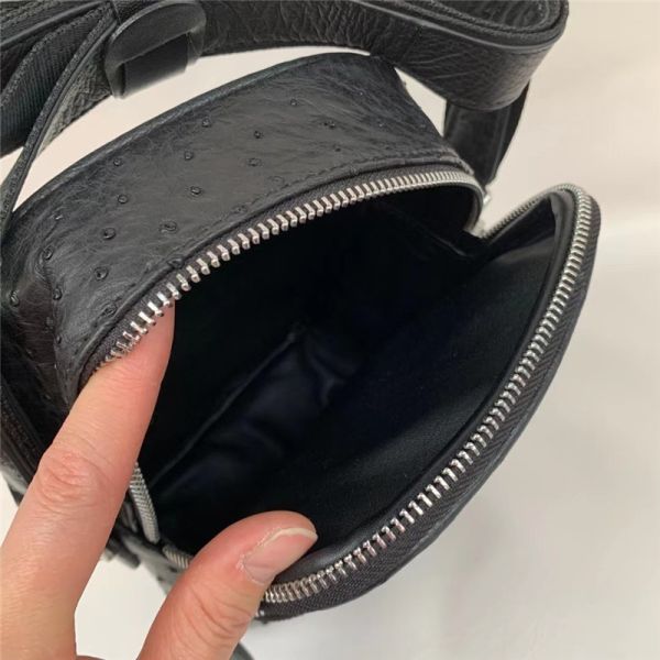Authentic Real True Ostrich Skin Men Small Leisure Purse Genuine Leather Shoulder Bag Male Casual Mini Crossbody Bag