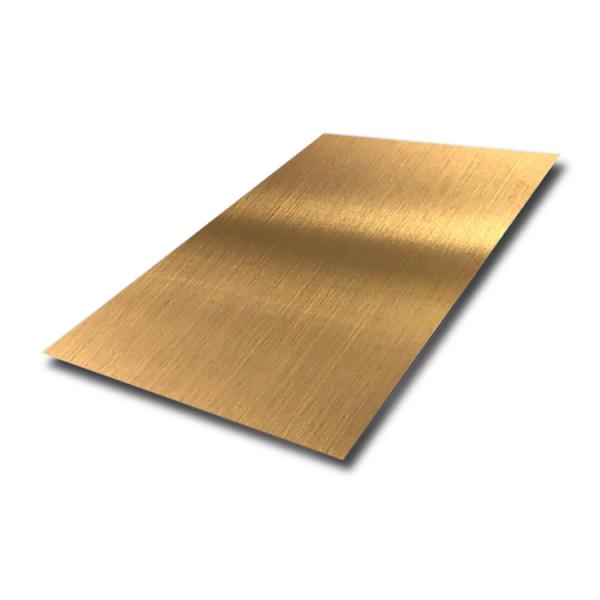Plaque de tôle en acier inoxydable avec finition PVD Ti Gold 201, motif cheveux, bordure