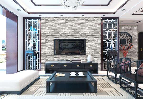 Embossed 3d Brick Wallpaper For Walls , Living Room Brick Design Wallpaper