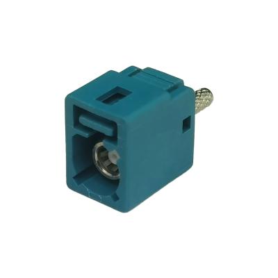 Single Port PCB Mount FAKRA Tipo Z Conector WaterBlue Color Para Automóveis