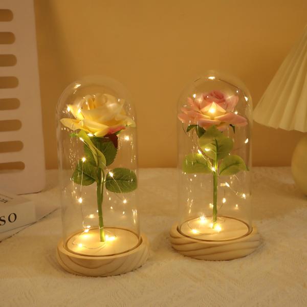 Imitation rose, everlasting flower, glass cover, Mother's Day, Valentine's Day, Christmas gift decoration and ornament manufacturer wholesale
