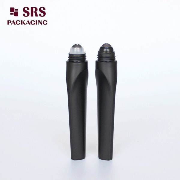 SRS Luxury Plastic Roll On Bottle Matt Black Color 12ml For Eye Cream