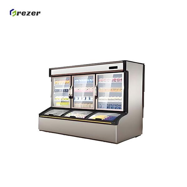R404A Dairy Freezer Customized Three Door Display Fridge 220V For Organic Millk