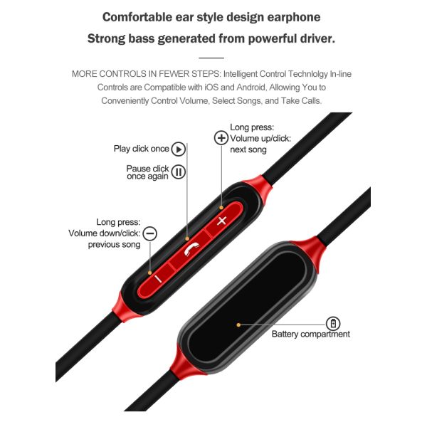 Black Blue Anti Drop Sports Bluetooth Earphones BT5.1 110mAH Battery