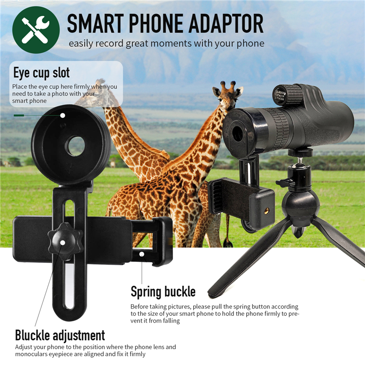 Monocular сигнала оптически объектива 10-30X42 HD наивысшей мощности с переходником смартфона