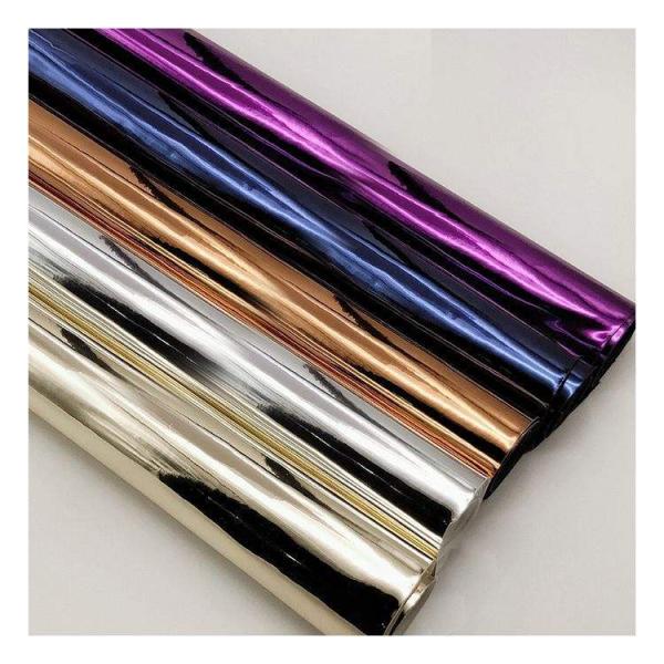 High Quality Synthetic Faux Shoes Handbag Notebook Leather Pu Rainbow Holographic Metallic Colorful Mirror Leather Fabric