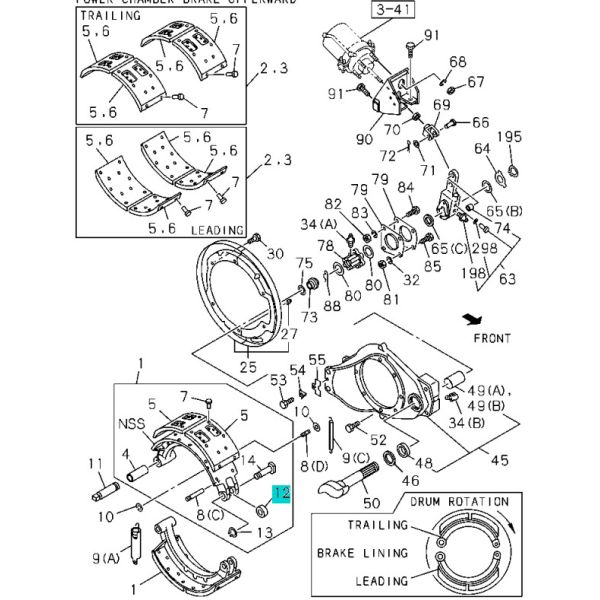 1471130050 ISUZU Auto Parts Small Roller Connect Two Brake Shoes Black Grind Surface