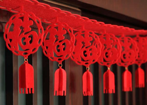 8 Pack 26.2 Long Assembled 2mm felt garland for Chinese New Year