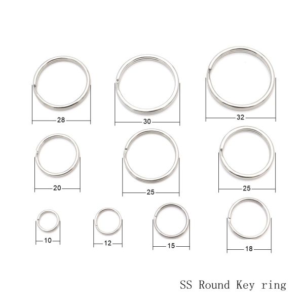 32mm Stainless Steel Flat Split Key Ring - Rust-Free Heavy-Duty O Ring with Custom Engraving & Chain Option
