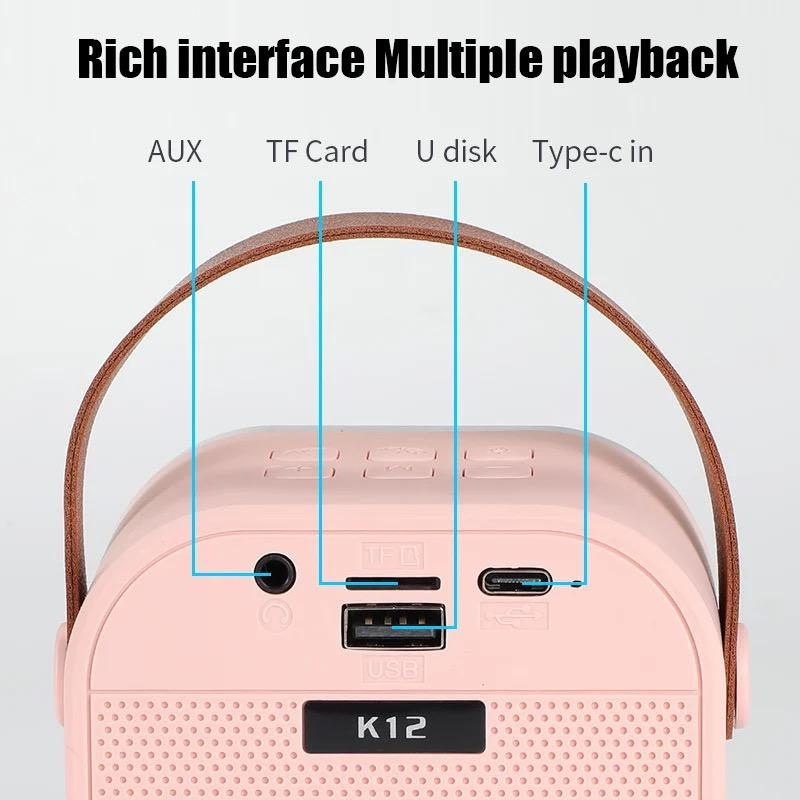Mini Speaker LED Light P8 BT 5.3 HiFi Sound System Dual Wireless Microphone Bluetooth Karaoke Kids Gift Portable