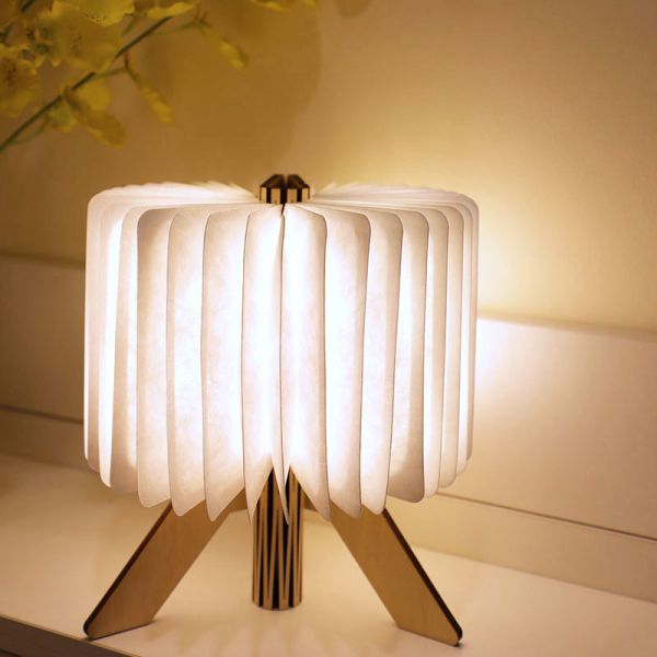 Rechargeable Folding Origami Light Table Paper Lamp Round Home Decoration