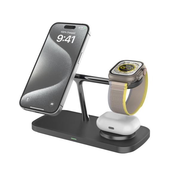 Zinc Alloy Material Exclusive Patented QI Certified Wireless Charger Stand For Iphone Earphone IWatch Fast Phone Charger