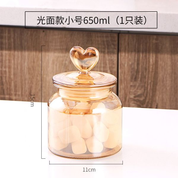 Крышка в форме сердца, стеклянная банка, запечатанная банка, цветная банка для хранения, банка для хранения домашнего цветочного чая, конфеты и закуски