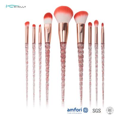 O presente plástico espiral da escova da composição do punho ajustou Rose Gold Ferrule Private Label