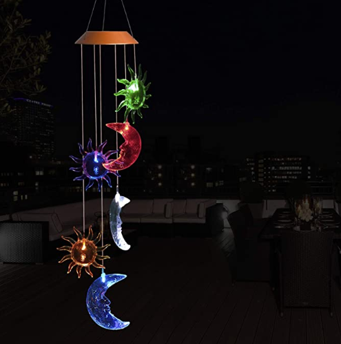 26 INCHES Sun And Moon Solar Wind Chime Lights