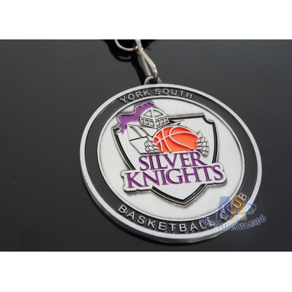 basketball Club Antique Silver Plating Custom Award Medals Soft Enamel Sports Events Medallion