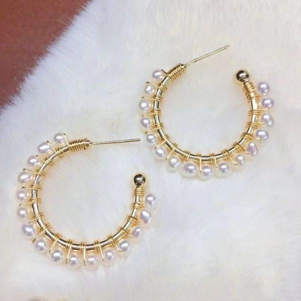 Temperament Fashion Pearl Small Earrings Women Allergy Resistant Sterling Silver Earrings Daily Versatile Christmas