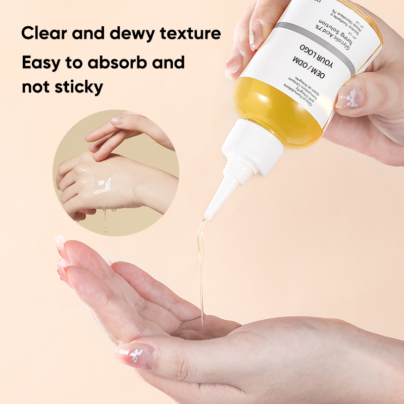 Soin du visage OEM / ODM avec 7% d'acide glycolique, sérum aux acides de fruits, hydratant, hydrate, élimine les points noirs, lotion tonique pour le visage, sérum personnalisé