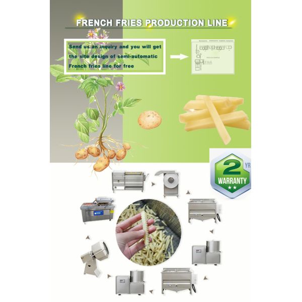 100Kg/H Semi Automatic Frozen French Fries Production Line With Electric Heating 1500W